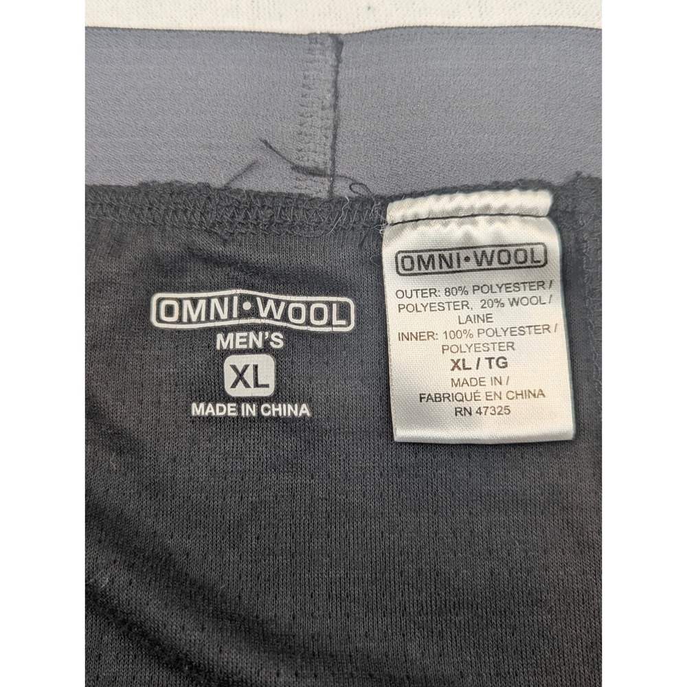 Omni-Wool Mens XL Black Thermal Base Layer Pants Wool Blend Leggings RN47325 - Picture 7 of 12
